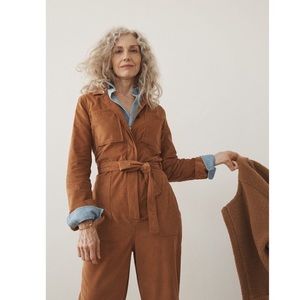 RARE Madewell brown corduroy belted Jumpsuit
